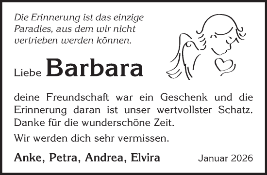 Traueranzeige von Barbara  von Mittelhessen-Bote