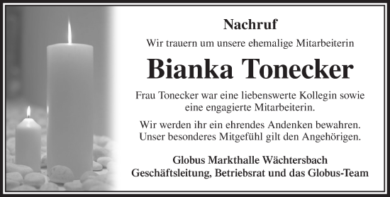 Traueranzeige von Bianka Tonecker von Mittelhessen-Bote