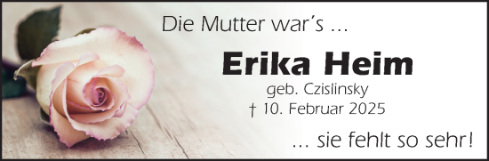Traueranzeige von Erika Heim von Gelnhäuser Neue Zeitung
