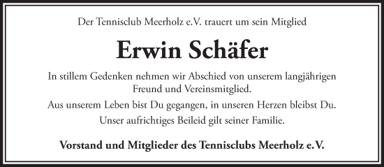 Traueranzeige von Erwin Schäfer von Mittelhessen-Bote